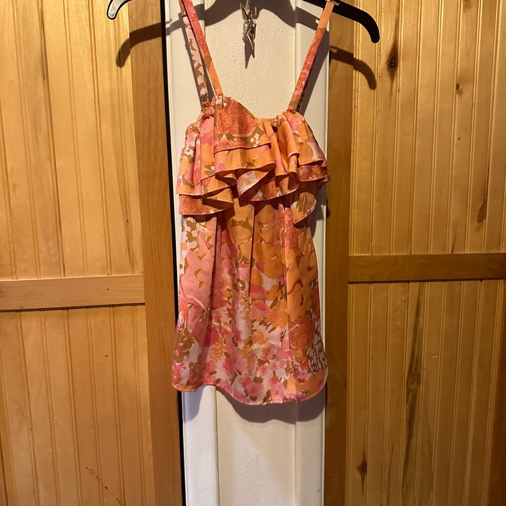 Talbots Orange Pink Brown Blouse